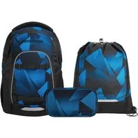 coocazoo Schulranzen Schulrucksack-Set MATE Electric Ice 3-teilig (3-teilig), ergonomisch, Körpergröße: 135 - 180 cm, Easy-Grow-System