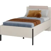 OTTO home Bett Jukon, mit gepolstertem Kopfteil, Füße aus Metall, modernes Design (3 Breiten:100cm, 160cm und 180cm), in drei Größen, perfekt auch als Jugendbett