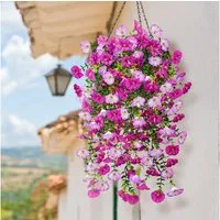 Kunstblume 4 Stück Kunstblumen Künstliche Hängepflanzen, FOUORTUNATE-BEE, Wetterfest Künstliche Blumen Ranken für Außen Innen Balkon Terrasse