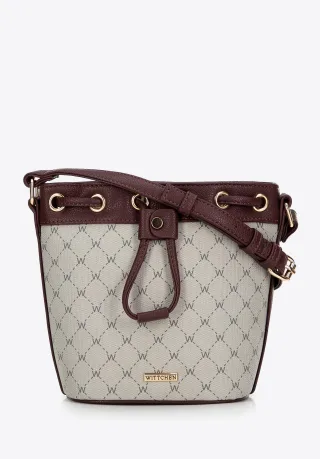 Wittchen Damen-Beuteltasche aus Öko-Leder mit Monogramm in Grau und Burgunderrot