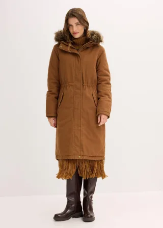 bonprix Wattierter Long-Parka, braun, Gr.52, Wattierter Long-Parka, 100% Baumwolle