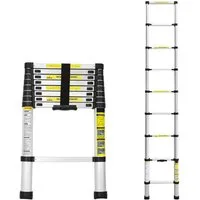 Clanmacy Teleskopleiter Teleskopleiter Stehleiter Mehrzweckleiter Alu 2.6m Anlegeleiter
