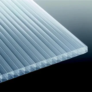 Polycarbonat Stegfünffachplatte | Heatbloc 25 X-Struktur | 25 mm | Breite 980 mm | opal-weiß