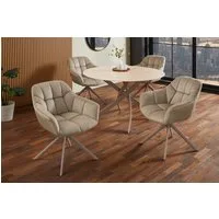 riess-ambiente Polsterstuhl PAPILLON beige/greige - Samt, Metall, mit Armlehne, drehbar, modern (Einzelartikel, 1 St), mit 180° Drehfunktion und Autoreturn – ideal für elegante Esszimmer