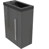 duschspa Waschtisch 45 cm Breite Waschbecken mit Unterschrank Gäste WC, Schwarz Becken