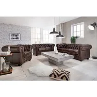 massivum Chesterfield-Sofa 3-Sitzer Echtleder braun
