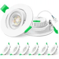 ALUSSO LED Einbauleuchte 6er-Set, ED-Einbau-Spot, 6W, 3CCT, schwenkbar, Ø76/25mm, 3000K/4000K/6500K, 540lm, weiß