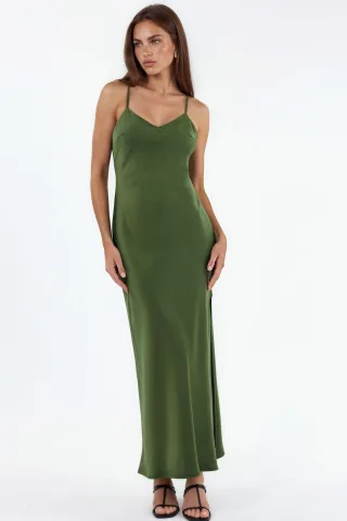 Satin-Midi-Kleid