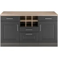 KOCHSTATION Unterschrank KS-Stockholm 150 cm breit, hochwertige MDF-Fronten mit Fräsung, viel Stauraum