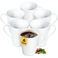KONZEPT Becher Kaffeebecher aus Porzellan, 280 ml Set 6er Teetassen in Weiß, Kaffee-Tassen zum Bemalen