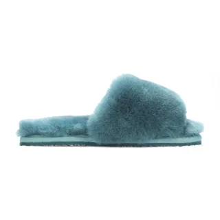 Damen Schaffell Hausschuhe Blaugrün Warme Winter Fell Slider - Nordic