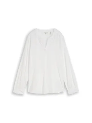 Tom Tailor - Tunika Bluse mit Leinenanteil white - Gr. - 44
