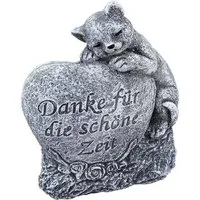 Stone and Style Gartenfigur Frostfeste Steinfigur Grabschmuck Katze "Danke für die schöne Zeit"
