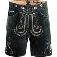 PAULGOS Trachtenhose Herren Lederhose Kurz mit Trägern 100% Echtleder - HK1