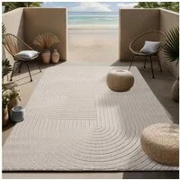 OTTO home Teppich Lorent, rechteckig, Höhe: 5 mm, Kurzflor, Uni Farben, Hoch-Tief-Effekt, Scandi-Look, Outdoor geeignet