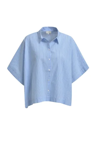 Milano Italy - wide shirt blouse + AW azur print - Gr. - 38