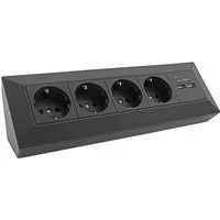 ChiliTec 4-fach Steckdosenblock + 2x USB, schwarz Mehrfachsteckdose