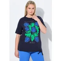 Ulla Popken T-Shirt T-Shirt Blätter Saumband Rundhals Halbarm