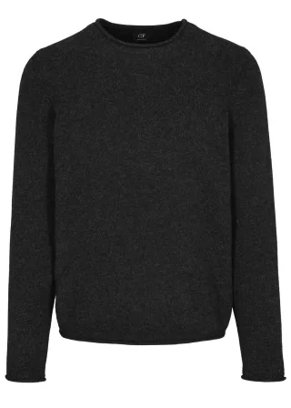 COMMANDER Finest Clothing - Rdh.-Pullover Rollkante Basic winter grey mel. - Gr. - S
