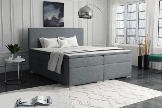 Boxspringbett Schlafzimmerbett SOREL 180x200cm Stoff Aragon Grau