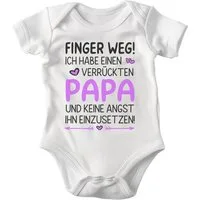 22Feels Kurzarmbody Bio Mädchen Babybody Weiß Finger weg Papa Pink Geschenk Taufe Geburt BIO-Baumwolle - In Deutschland Bedruckt - Niedlicher Print