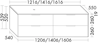 Burgbad WTU+Konsolenplatte Oteo Graphit Softmatt/Veloursgrau Matt, SHMH121LF7434A0377 SHMH121LF7434A0377