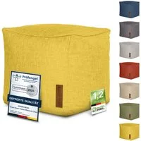 Green Bean Pouf Cube Linen (Indoor Sitzhocker Sitzkissen Fußhocker Relax-Sessel, Made in Germany), die ideale Ergänzung zum Sitzsack