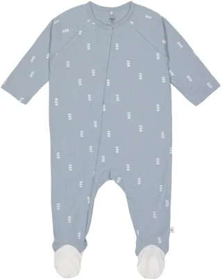 Lässig Pyjama GOTS mit Fuß 50/56 Blocks light blue