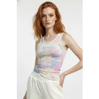 No Matter What Blusentop Pastell Batik Muster Ripp-Top