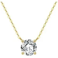 Runde Perlé Kette mit Anhänger Kette mit klassischem Zirkonia Stein Anhänger, 925 Sterling Silber, 14K Gold (inkl. Geschenkverpackung)