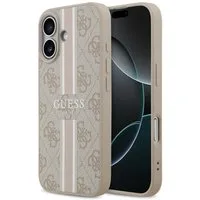 Guess Handyhülle Case iPhone 17 MagSafe Kunstleder rosa Logo Streifen 6,3 Zoll, Kantenschutz