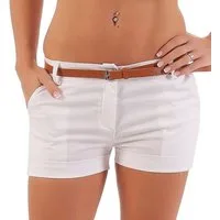 malito more than fashion Bermudas malito Damen Chino Shorts in Unifarben, lässige kurze Hose, Bermuda kurze Sommerhose mit Gürtel