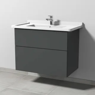 Sanipa 3way Waschtischunterbau zu Duravit Starck 3 Waschtisch mit 2 Auszügen, Anthrazit-Matt SM71122