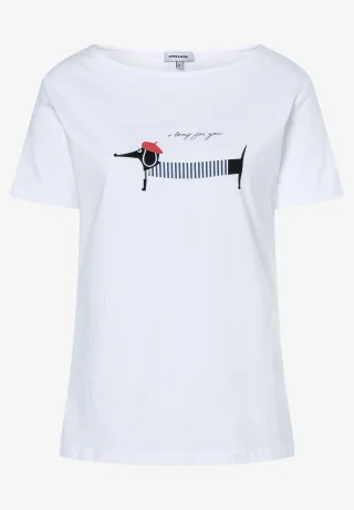 MORE & MORE - T-Shirt mit Dackelprint weiß - Gr. - 46