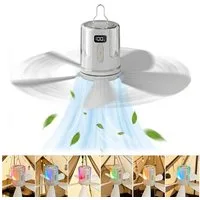 VIVIHEYDAY Deckenventilator Akku mit Beleuchtung Camping, Aufladbar Deckenventilator mit Licht, USB,Timer,Mobiler Ventilator Akku für Außenbereich, Pavillon Terrasse