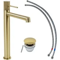 SCHÖNER WOHNEN-Kollektion Waschtischarmatur KADIA L Mattgold, geeignet für Aufsatzwaschbecken in Ihrem Bad