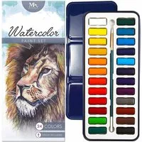 MozArt Supplies Wasserfarbe Aquarellfarben-Set Aquarellkasten Wasserfarben Kasten, 24 lebendige Farben in Metallbox
