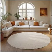 Carpettex Designteppich Einfarbig Boucle Loop, Rund, Höhe: 7 mm, Teppich Wohnzimmer, Schlafzimmer, Gästezimmer