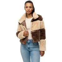Tazzio Winterjacke F805 Blockstreifen-Design im Teddy-Look, kuschelige Felloptik