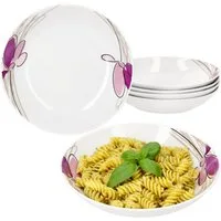 MamboCat Suppenteller 6er Set Viola Suppenteller 450ml Porzellan 6 Personen tiefe Teller