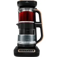 Karaca Wasserkocher Karaca Robotea Pro 4in1 Teekocher + Kaffeemaschine,Glas Schwarz Kupfer, 2500 W