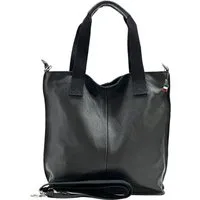 FLORENCE Schultertasche Florence Echtleder Umhängetasche Damen (Schultertasche), Damen Leder Schultertasche, Shopper, schwarz ca. 44cm