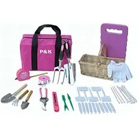 P & K Gartenpflege-Set 49 teiliges Gartenwerkzeugset mit Korb und Tasche