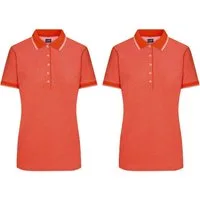 James & Nicholson Poloshirt Doppelpack Damen Polo in trendiger bicolor-Optik Ladies' Polo JN703 (Spar-Set, 2er-Pack) Hochwertiger, fein strukturierter Piqué