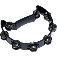 FAME Tambourine,Hand Tambourine Schwarz Doppelreihige Stahl-Schellen Halbmond-Form Kunststoff Einzigartiger Sound Robust Langlebig Ideal für Musikliebhaber und Profis, Percussion, Tambourines, Hand Tambourine, Doppelreihige Schellen, Halbmond-Form