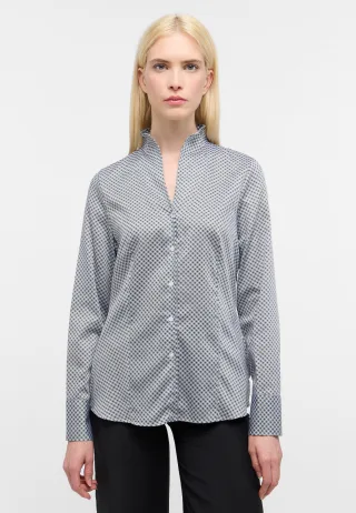 ETERNA - Bluse Satingewebe Langarm weiß/schwarz - Gr. - 36/Langarm