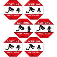 iSecur Aufkleber iSecur Video Audio Aufkleber 6x -Wetterfest selbstklebend I hin839