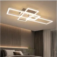 ZMH LED Deckenleuchte Schwarz/Silber, 36 W, dimmbar, 3000-6500 K, CCT, LED fest integriert, rechteckige Deckenlampe mit Fernbedienung für Wohnzimmer