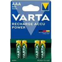 VARTA Wiederaufladbare AAA Akkus 800 mAh Ni-MH, 4 Stück, ohne Memory-Effekt Akku