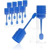 Horn Medical Aufbewahrungsdose Horn Medical 10 Proben-/Untersuchungsröhrchen mit integriertem Löffel (für Boden- / Kotproben u.a., 10 St., für Glitzer / Kleinteile), unsteril, aus glasklarem und stabilem Polystyrol